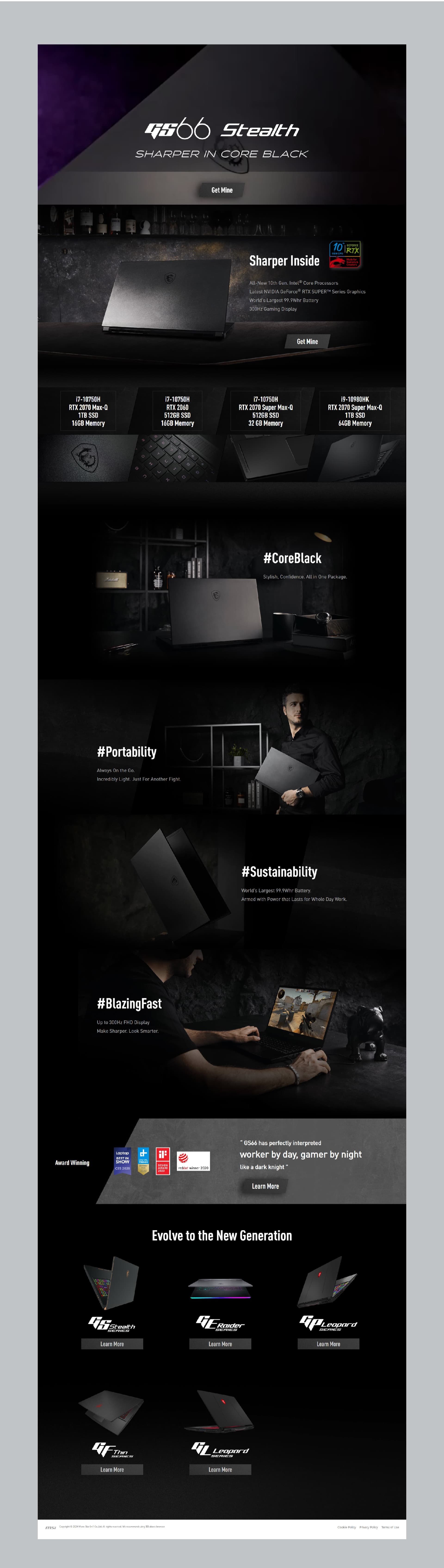 微星 MSI GS66 Landing Page 視覺設計 - 2