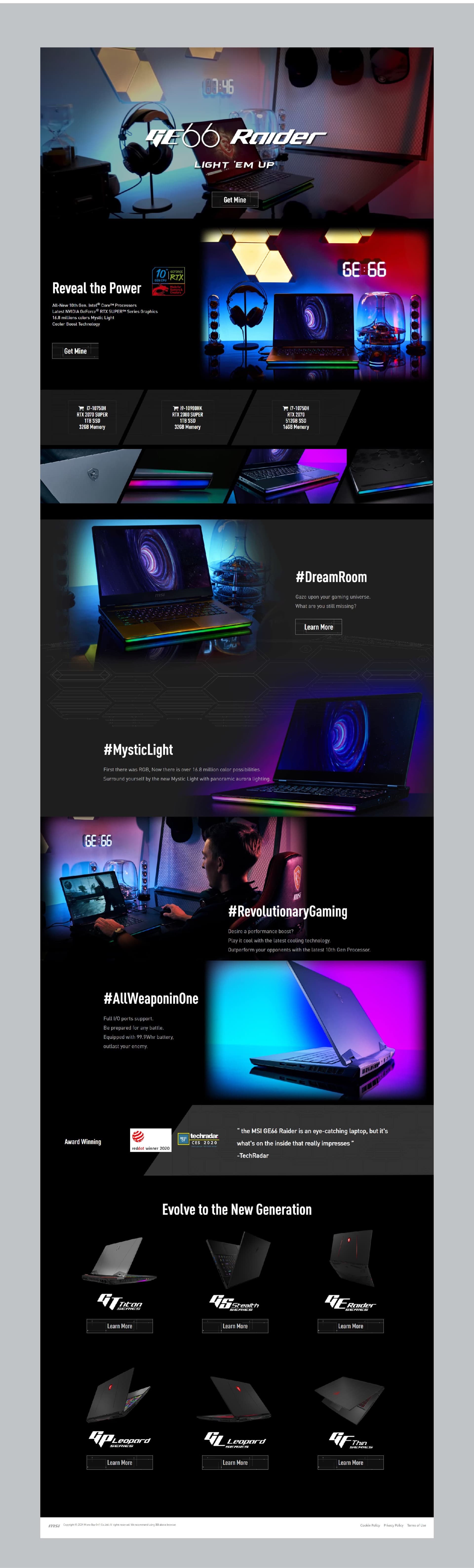 微星 MSI GE66 Landing Page 視覺設計 - 2